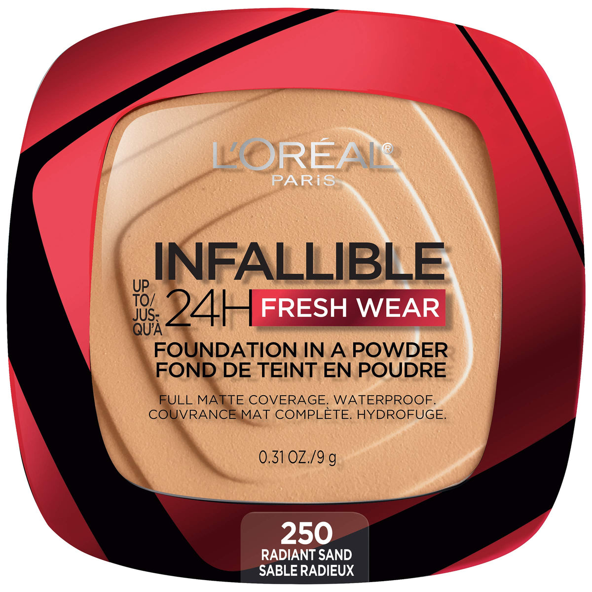 L'Oreal Paris Makeup Infallible Fresh Wear Foundation in a Powder, Up to 24H Wear, Waterproof, Porcelain, 0.31 oz. (Packaging May Vary)