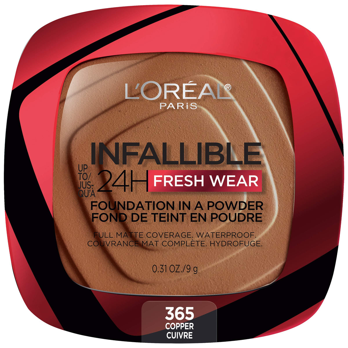 L'Oreal Paris Makeup Infallible Fresh Wear Foundation in a Powder, Up to 24H Wear, Waterproof, Porcelain, 0.31 oz. (Packaging May Vary)