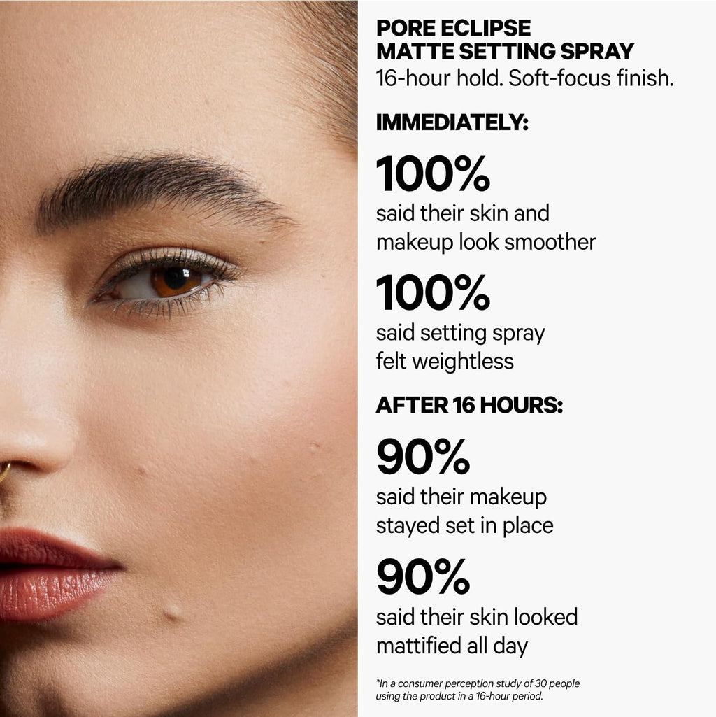 Milk Makeup Pore Eclipse Matte Setting Spray – Blurs Pores, Controls Shine + Sets Makeup for Up to 16 Hours – Long-Lasting, Oil + Alcohol-Free Facial Mist for a Soft, Matte Finish