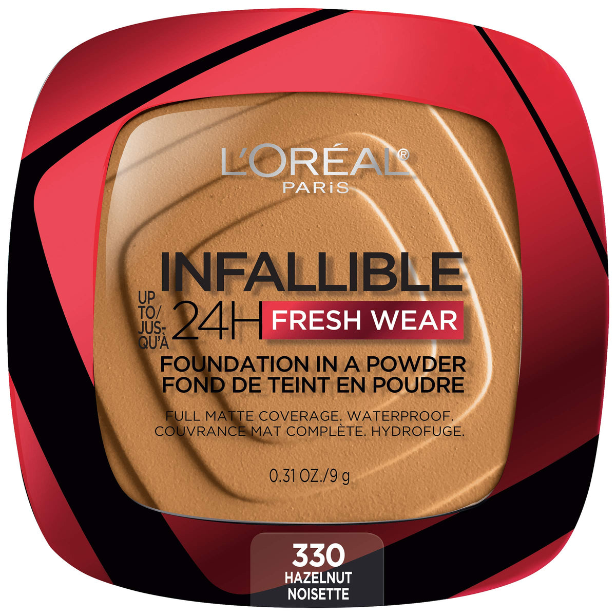 L'Oreal Paris Makeup Infallible Fresh Wear Foundation in a Powder, Up to 24H Wear, Waterproof, Porcelain, 0.31 oz. (Packaging May Vary)