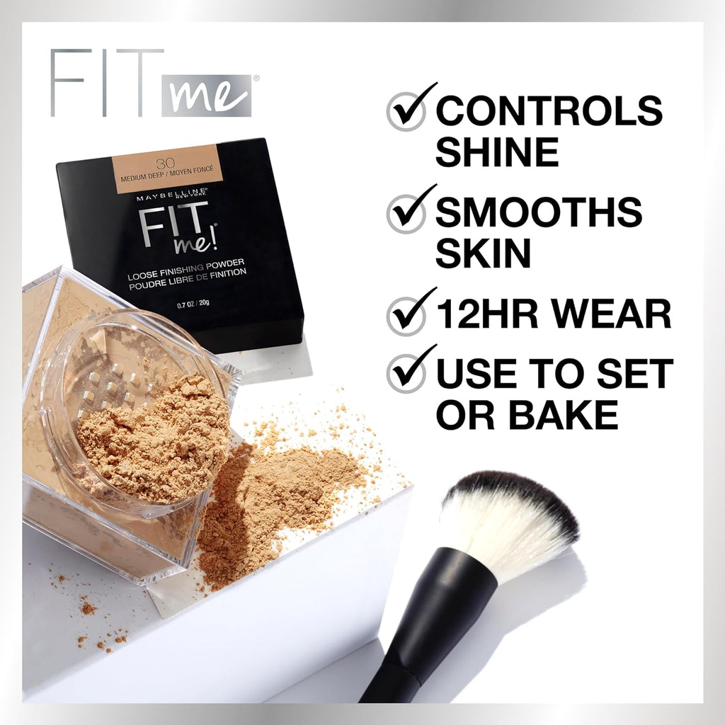Maybelline Fit Me Loose Setting Powder, Face Powder and Finishing Makeup, Medium, 1 Count