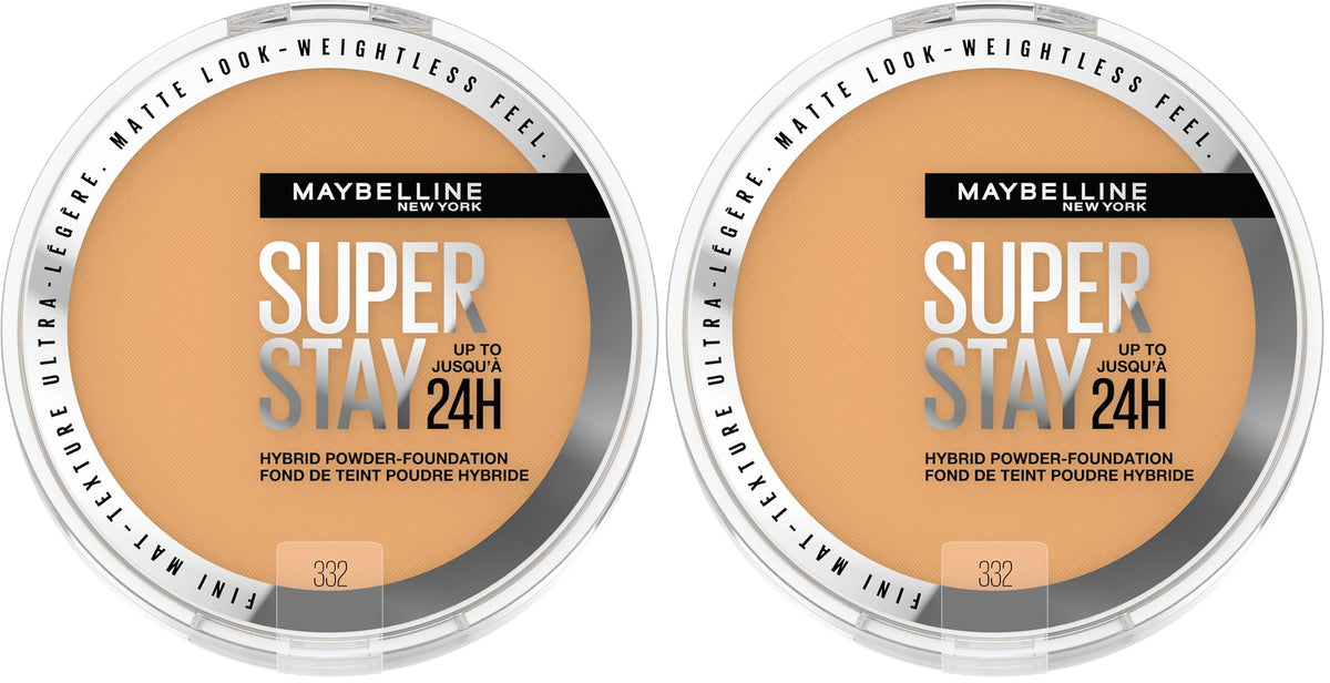 Maybelline Super Stay Up to 24HR Hybrid Powder-Foundation, Medium-to-Full Coverage Makeup, Matte Finish, 220, 1 Count