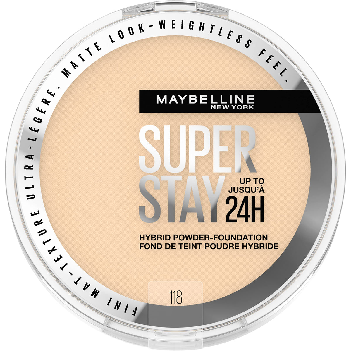Maybelline Super Stay Up to 24HR Hybrid Powder-Foundation, Medium-to-Full Coverage Makeup, Matte Finish, 120, 1 Count