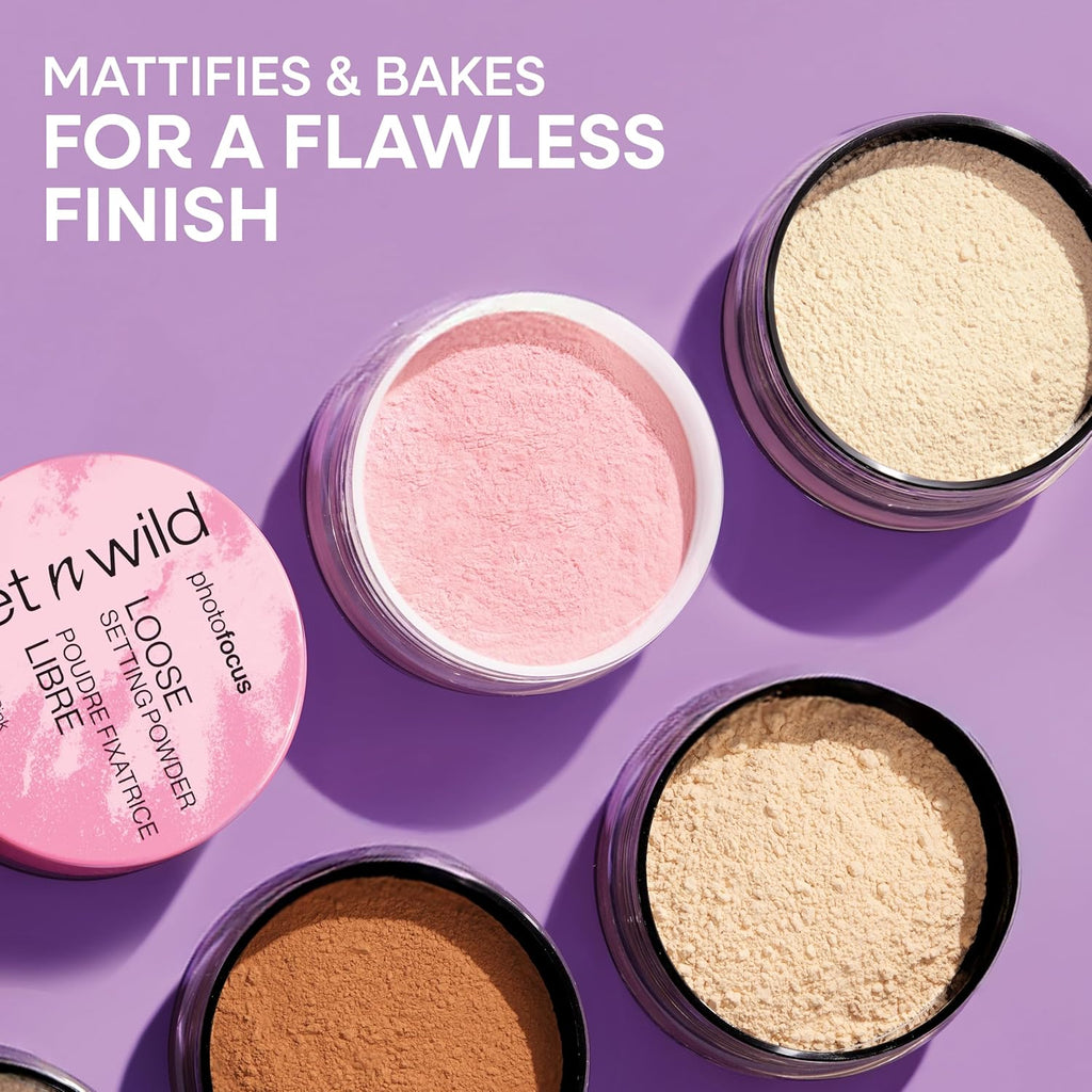 wet n wild Photo Focus Loose Baking Setting Powder, Highlighter Makeup, Fair to Medium & Tan Skin Tones - Translucent