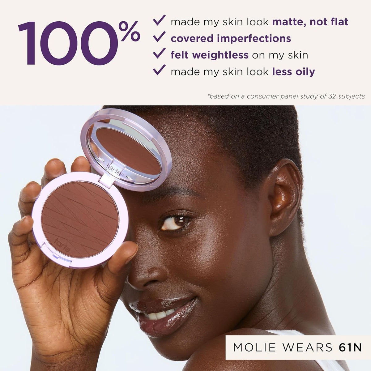 tarte face tape pressed powder – Medium-Coverage Waterproof Powder with Hyaluronic Acid, Snow Mushroom & Peptides to Smooth & Set Makeup, Lightweight, Vegan & Cruelty Free