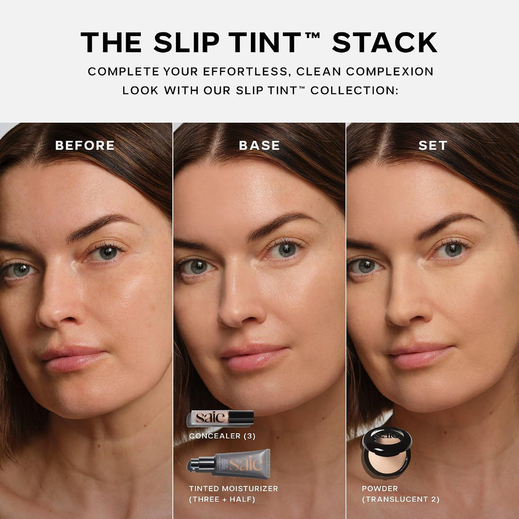Saie Slip Tint Baked Setting Powder - Translucent Powder for Face Makeup with a Natural-Radiant Finish - Blurs, Brightens & Smooths Complexion - Translucent 2 - Light to Medium (0.24 oz)