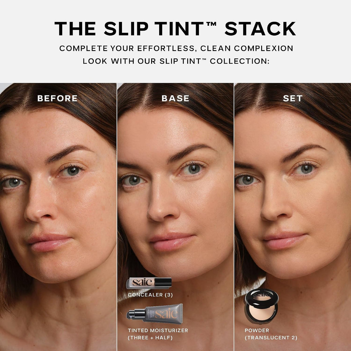 Saie Slip Tint Baked Setting Powder - Translucent Powder for Face Makeup with a Natural-Radiant Finish - Blurs, Brightens & Smooths Complexion - Translucent 2 - Light to Medium (0.24 oz)