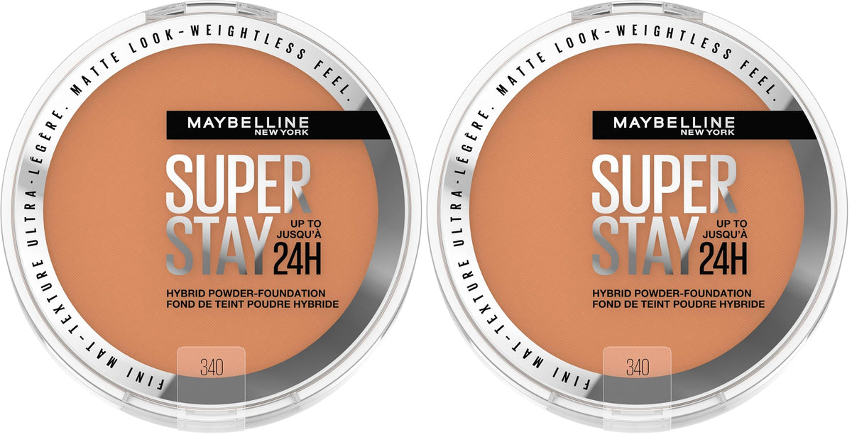 Maybelline Super Stay Up to 24HR Hybrid Powder-Foundation, Medium-to-Full Coverage Makeup, Matte Finish, 120, 1 Count