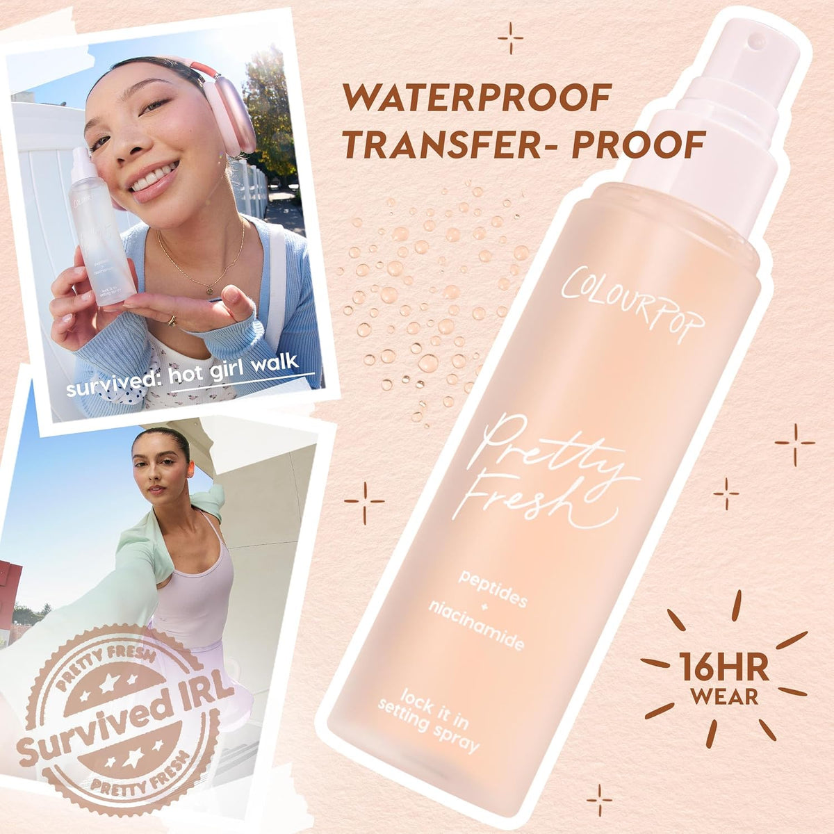 ColourPop Pretty Fresh Hydrating Setting Mist - Vegan Micro-Fine Makeup Finishing Spray with Hyaluronic Acid and Coconut Water for Dewy, Long-Lasting Wear - Lock It In (3.4 Fl Oz)