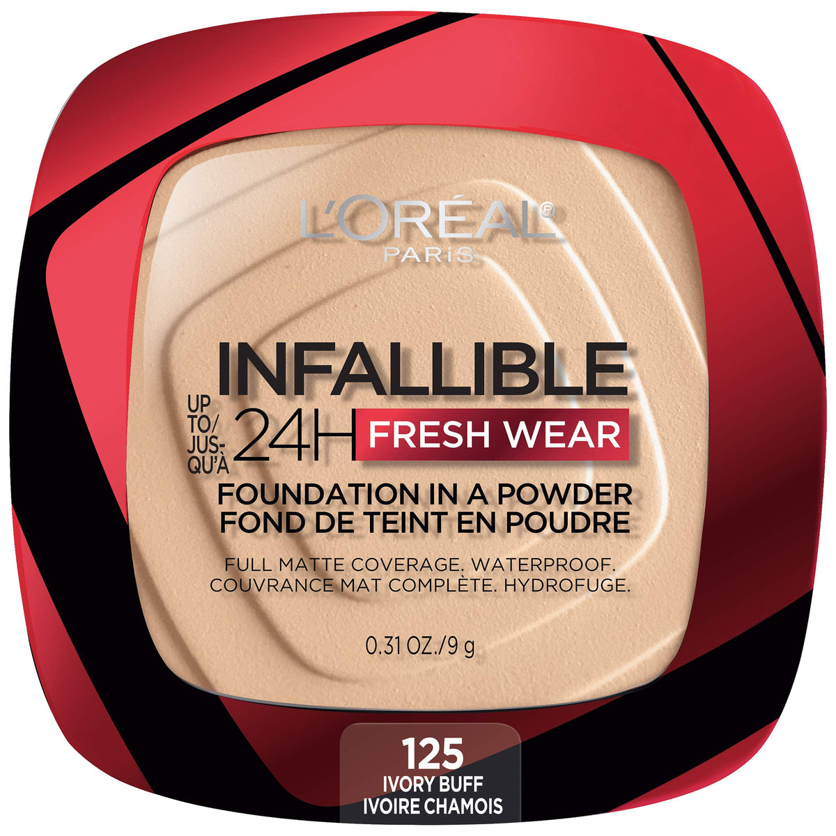 L'Oreal Paris Makeup Infallible Fresh Wear Foundation in a Powder, Up to 24H Wear, Waterproof, Porcelain, 0.31 oz. (Packaging May Vary)