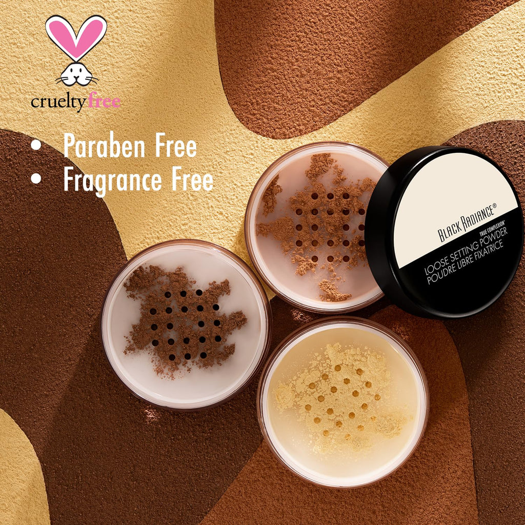 Black Radiance True Complexion Loose Setting Powder, Silky Blendable Formula, Minimizes Imperfections, Long-Lasting Makeup Set(Packaging May Vary) - Banana