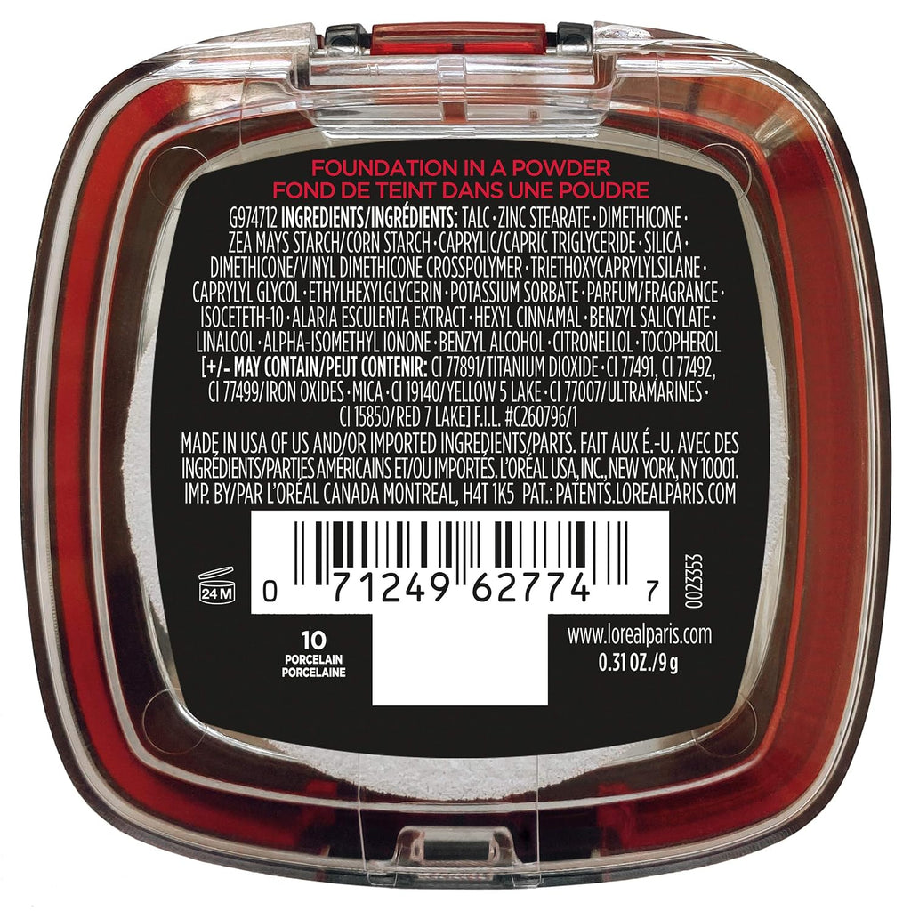 L'Oreal Paris Makeup Infallible Fresh Wear Foundation in a Powder, Up to 24H Wear, Waterproof, Porcelain, 0.31 oz. (Packaging May Vary)